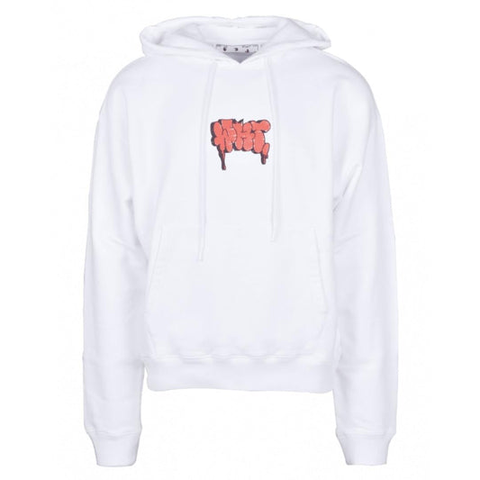 Off-White Graffiti Paint Logo White Hoodie OMBB037R21FLE006 0125