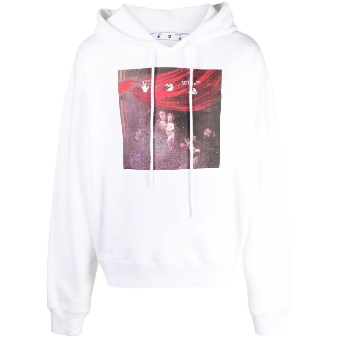 Off White Sprayed Caravaggio Oversized White Hoodie