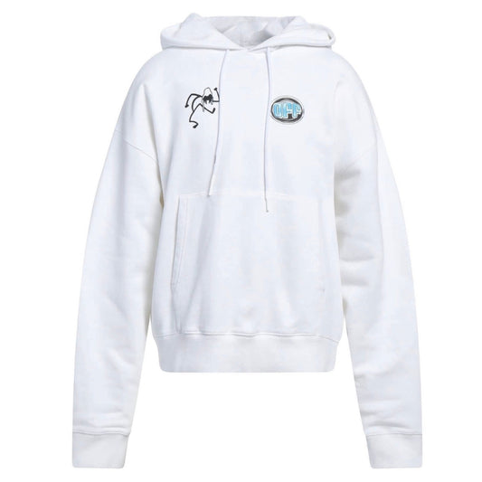 Off White Dj Play Over Print White Skate Hoodie OMBB037S22FLE005 0110