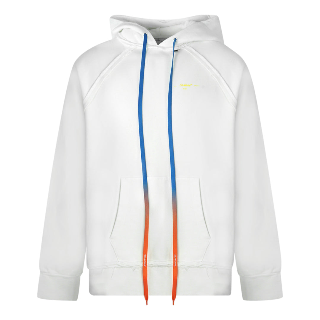 Off White Long Drawstrings White Oversized Hoodie