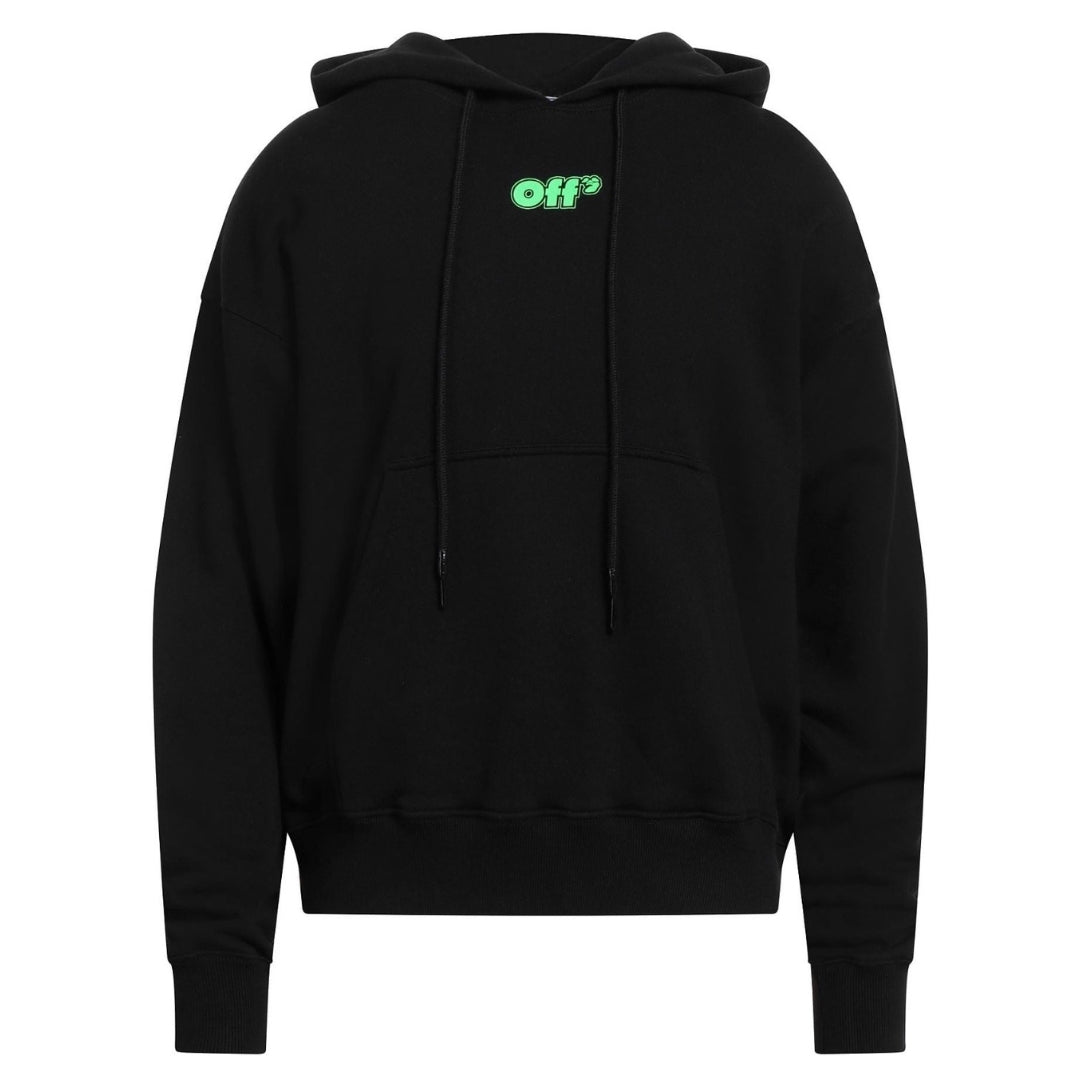 Off White Rave Flyer Skate Print Black Hoodie OMBB085S22FLE005 1070