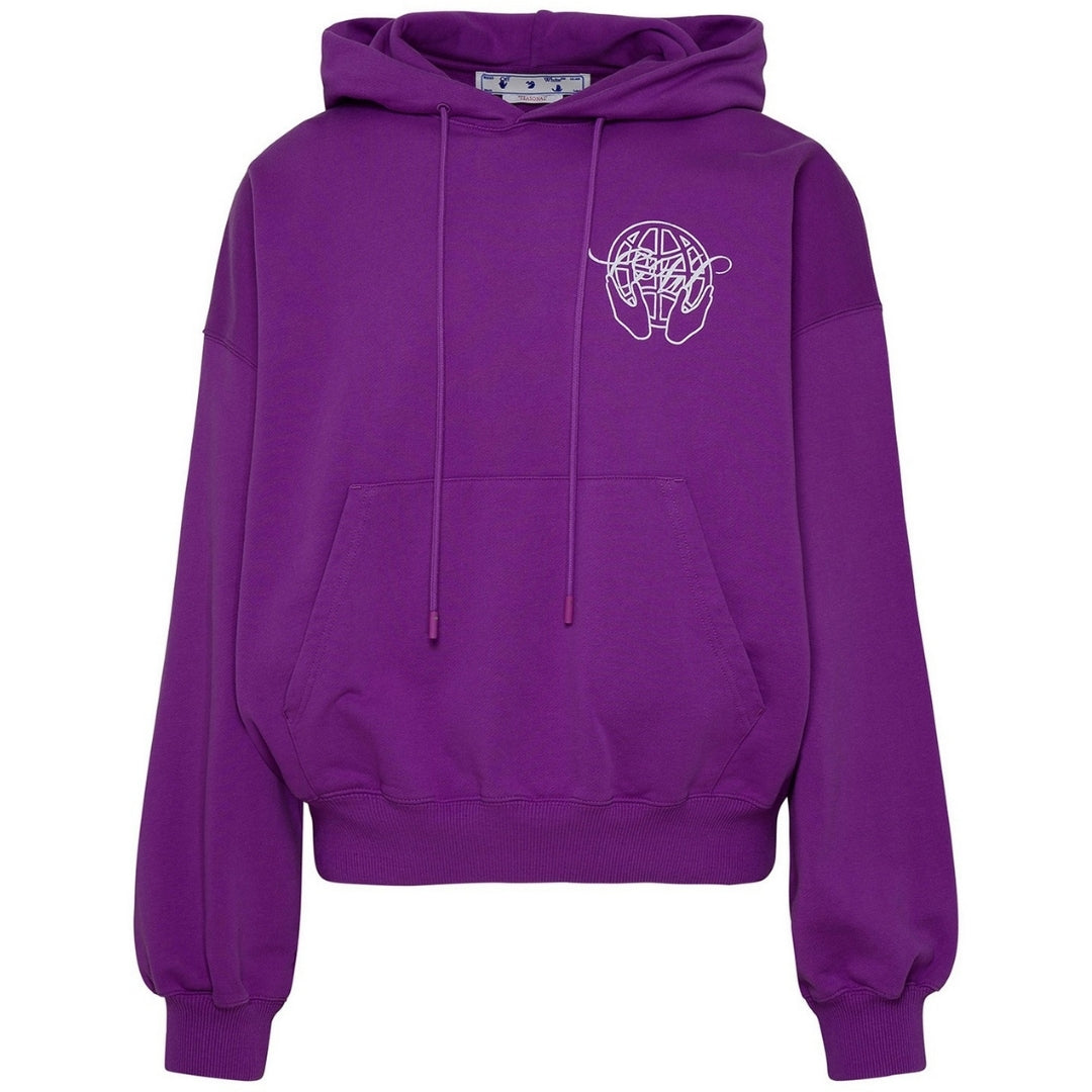 Off-White Hand Arrow Design Boxy Fit Purple Oversized Hoodie L