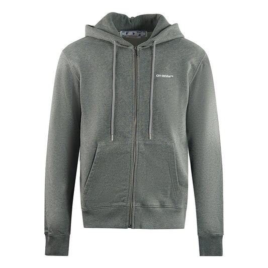 Off White Wave Outline Diag Design Grey Slim Zip Up Hoodie