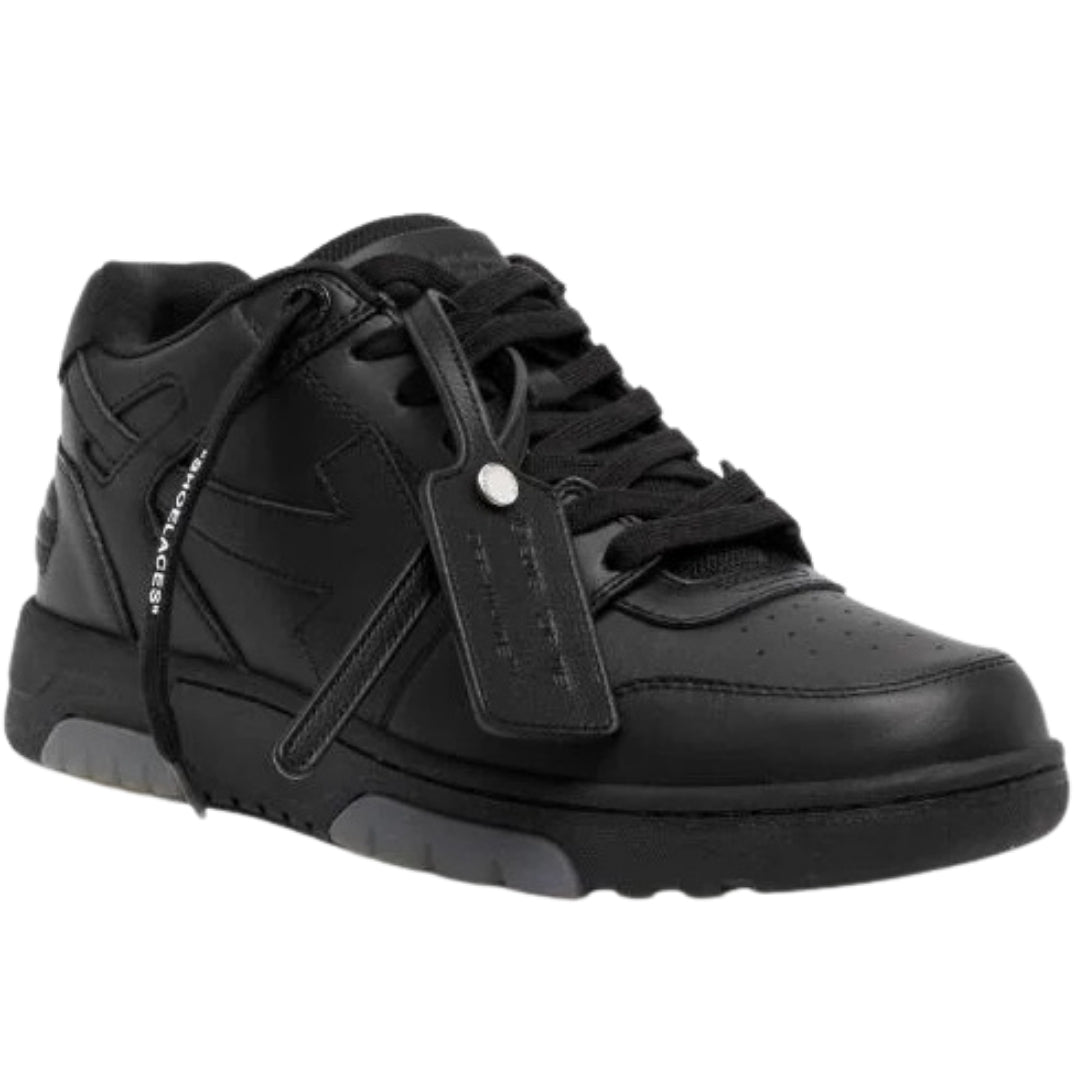 Off White Out Of Office All Black Leather Sneakers