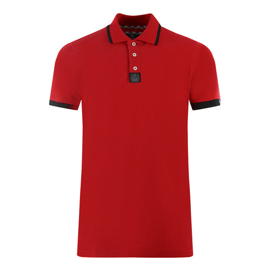 Aquascutum Branded Shoulder Tipped Red Polo Shirt - Style Centre Wholesale