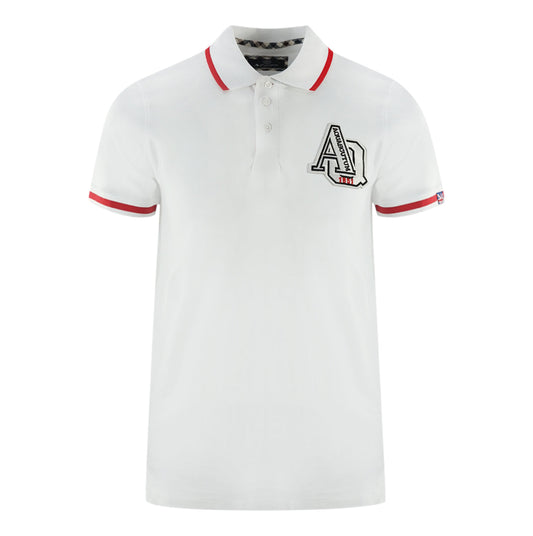Aquascutum Aq 1851 Embroidered Tipped White Polo Shirt - Style Centre Wholesale