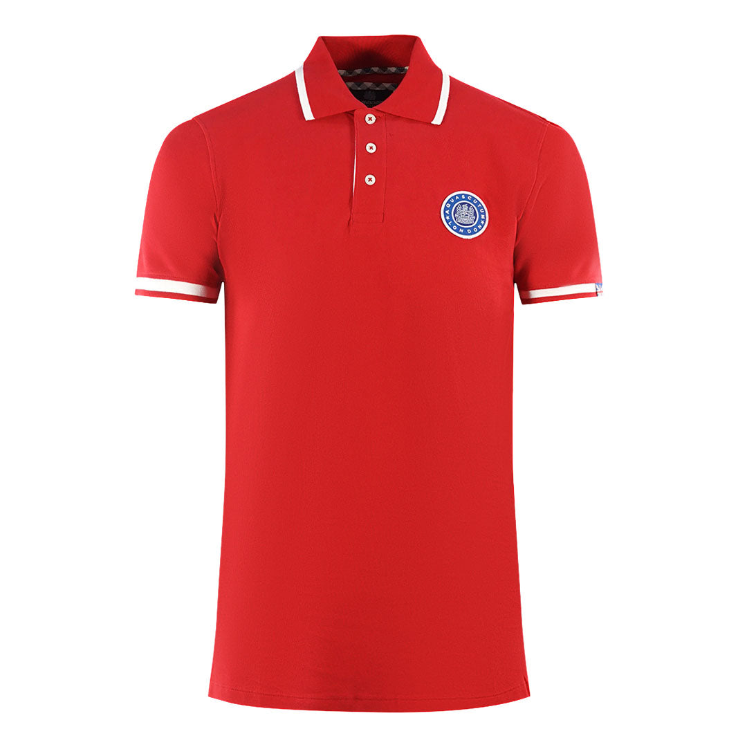 Aquascutum London Embroidered Badge Red Polo Shirt - Style Centre Wholesale