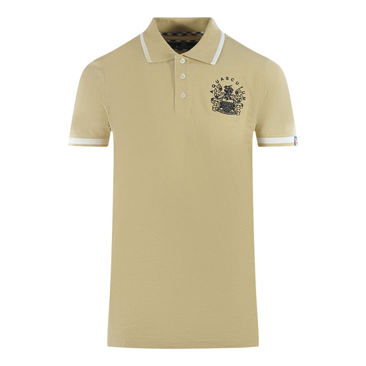 Aquascutum Tipped Aldis Beige Polo Shirt - Style Centre Wholesale