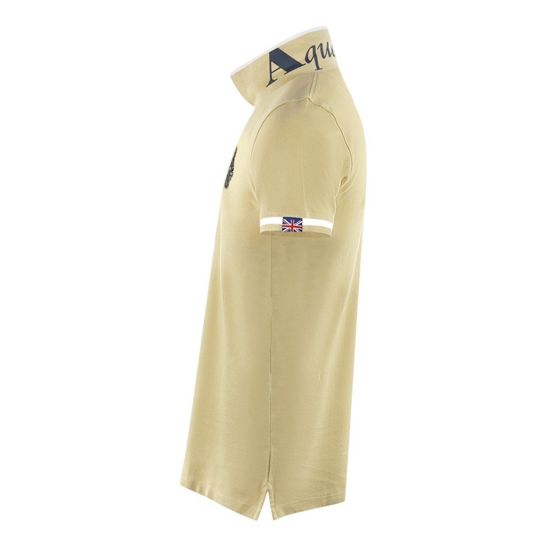 Aquascutum Tipped Aldis Beige Polo Shirt - Style Centre Wholesale