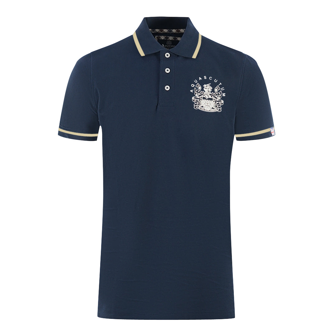 Aquascutum Tipped Aldis Navy Blue Polo Shirt - Style Centre Wholesale