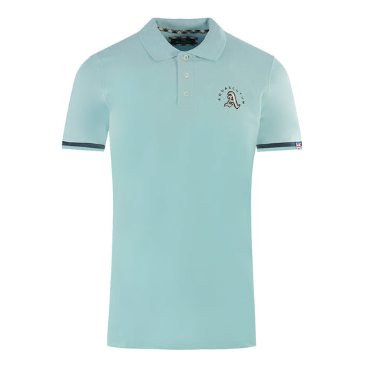 Aquascutum Embossed A Tipped Light Blue Polo Shirt