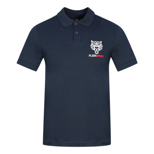 Philipp Plein Sport Block Chest Logo Navy Blue Polo Shirt PIPS1207 85
