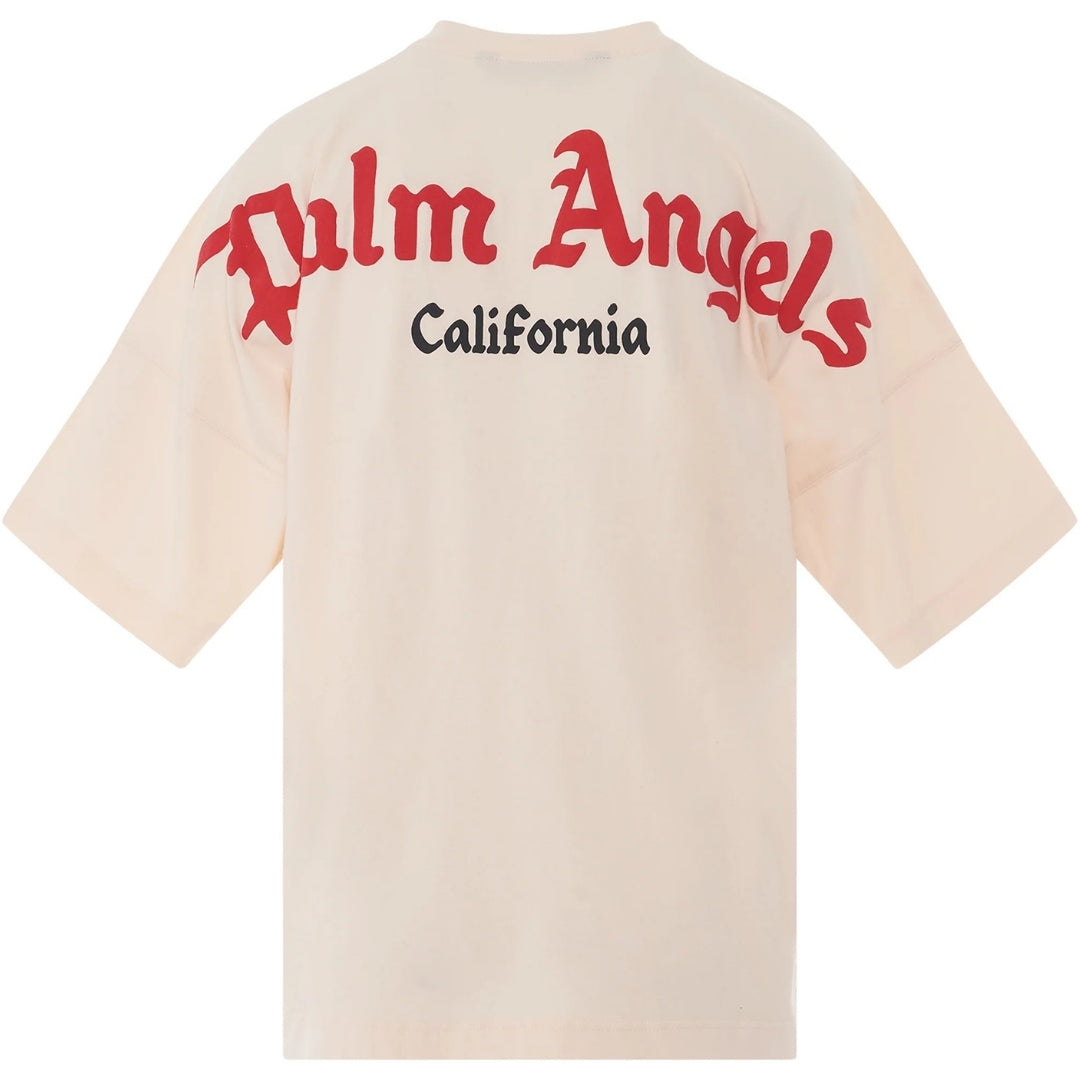 Palm Angels California Logo Oversized Fit Beige T Shirt