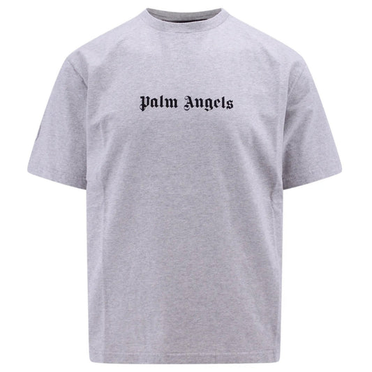 Palm Angels Plain Gothic Logo Slim Fit Grey T Shirt