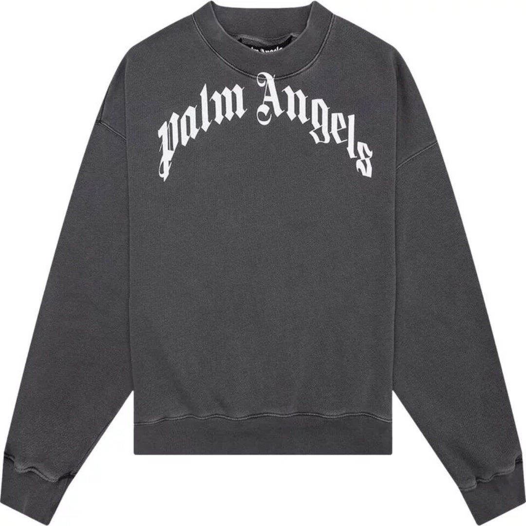 Palm Angels Gd Curved Logo Washed Black Sweater