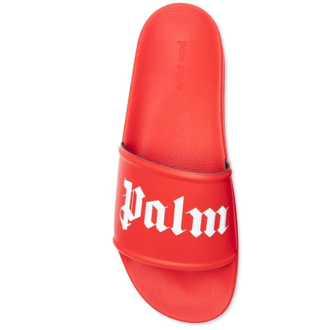 Palm Angels Gothic Print Red Slides PMIC001C99PLA0012501
