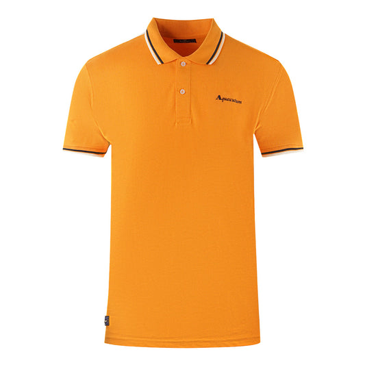 Aquascutum Twin Tipped Collar Brand Logo Orange Polo Shirt - Style Centre Wholesale
