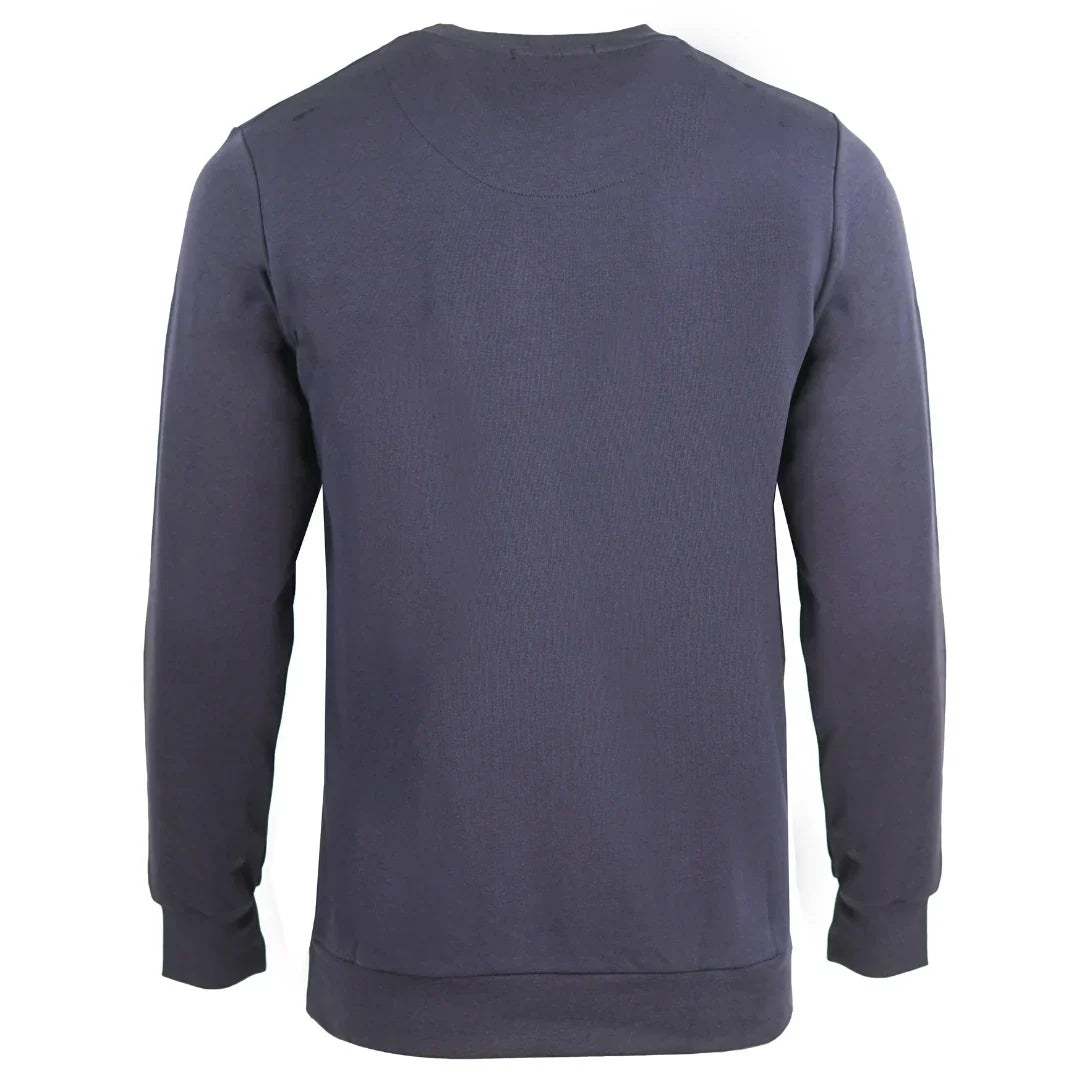 Aquascutum Large Crest Crew Neck Navy Blue Sweatshirt