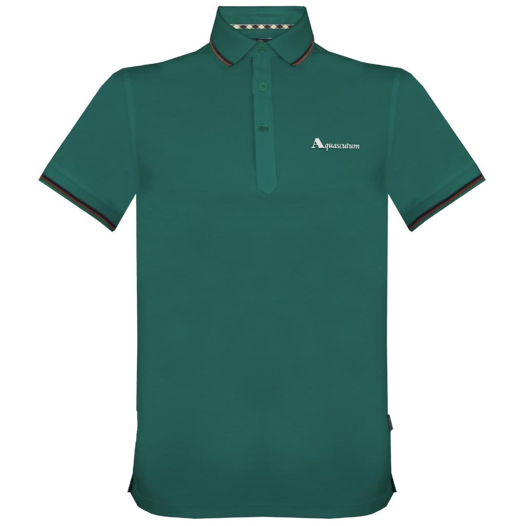 Aquascutum Brand Logo Green Polo Shirt 1