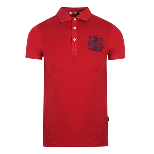 Aquascutum Aldis Crest Chest Logo Red Polo Shirt - Style Centre Wholesale