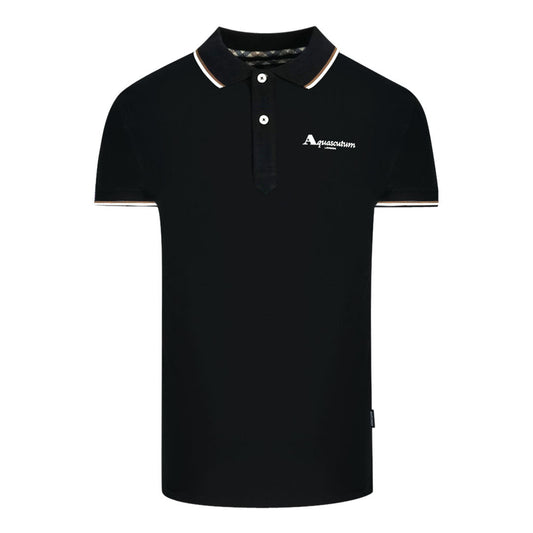 Aquascutum London Tipped Black Polo Shirt - Style Centre Wholesale
