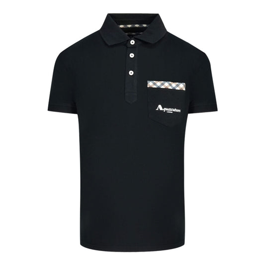 Aquascutum Check Pocket Black Polo Shirt