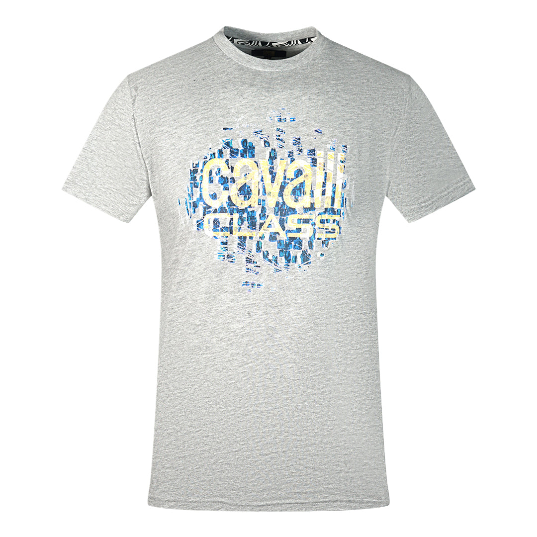 Cavalli Class Gradien Scales Design Logo Grey T Shirt