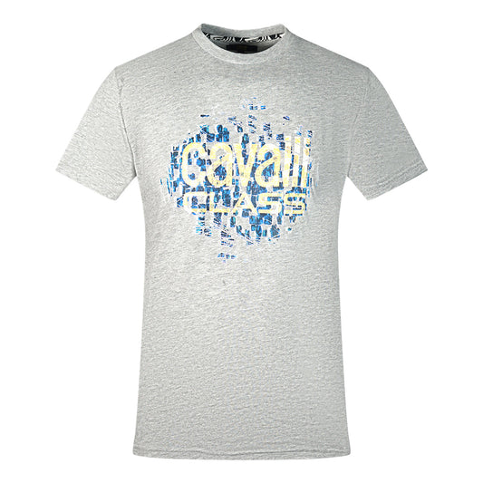 Cavalli Class Gradien Scales Design Logo Grey T Shirt