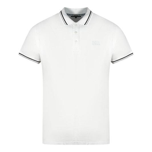 Cavalli Class Twinned Tipped Collar White Polo Shirt - Style Centre Wholesale