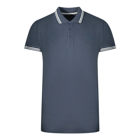 Cavalli Class Twinned Tipped Collar Navy Blue Polo Shirt - Style Centre Wholesale