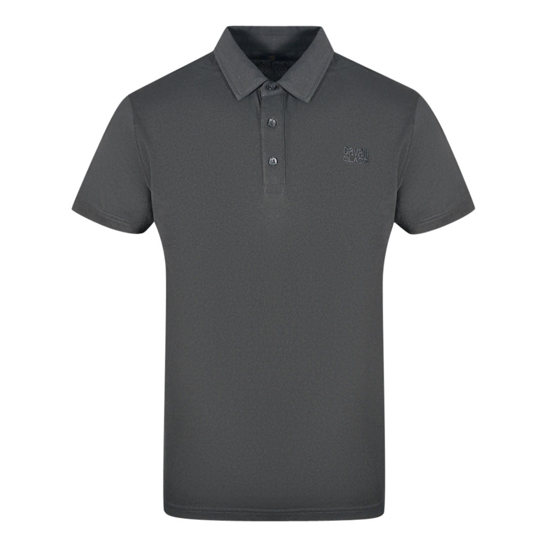 Cavalli Class Brand Logo Black Polo Shirt - Style Centre Wholesale