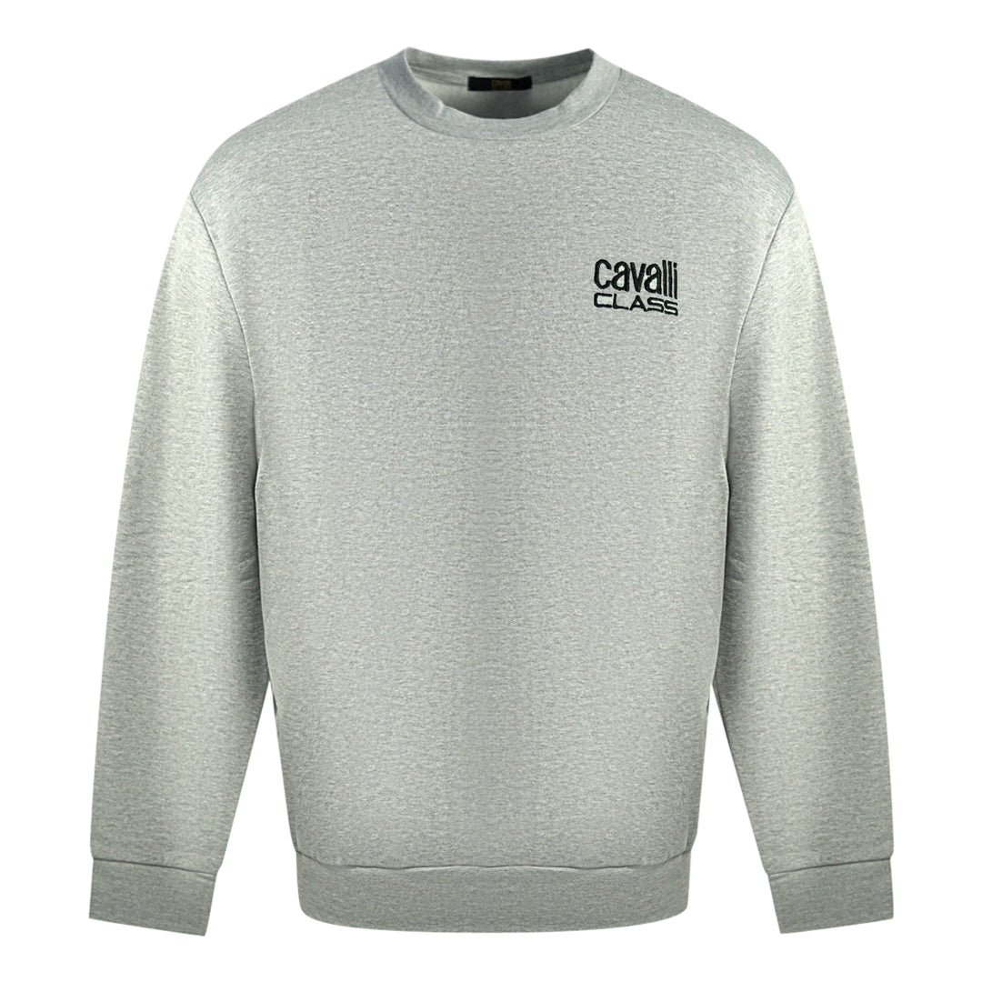 Cavalli Class Print Logo Grey Jumper - Style Centre Wholesale