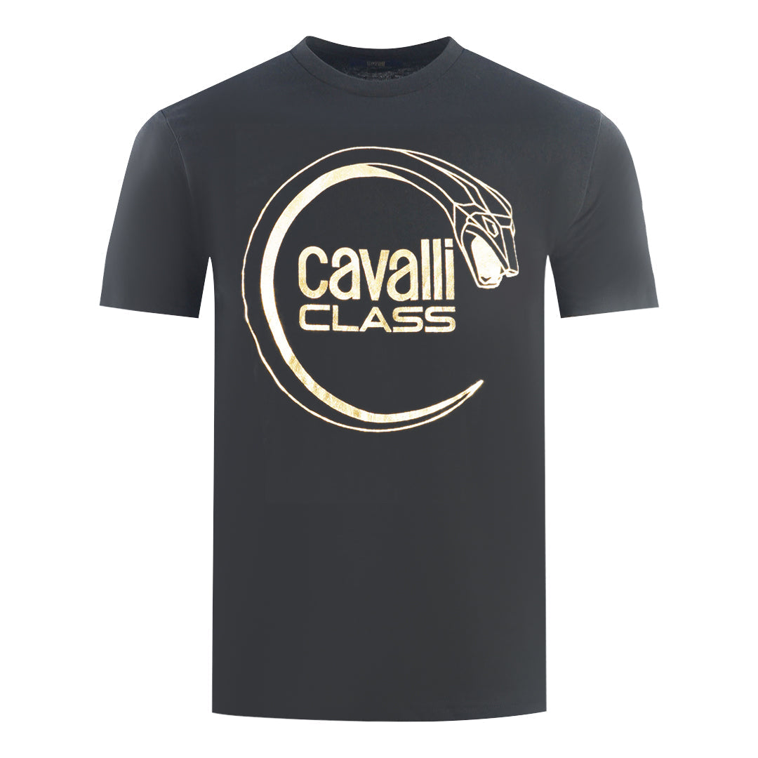 Cavalli Class Piercing Snake Logo Black T Shirt