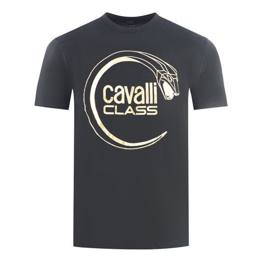 Cavalli Class Piercing Snake Logo Black T Shirt