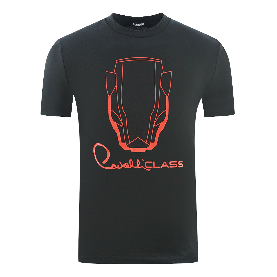 Cavalli Class Snake Head Logo Black T Shirt