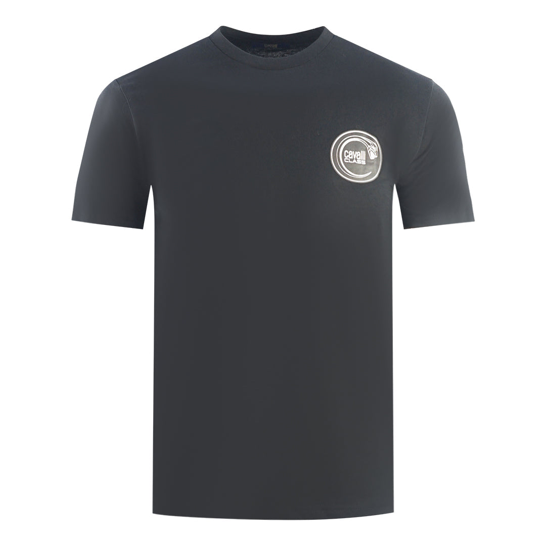 Cavalli Class Circular Snake Logo Black T Shirt