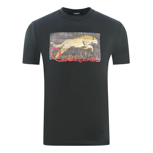 Cavalli Class Boxed Leopard Logo Black T Shirt - Style Centre Wholesale