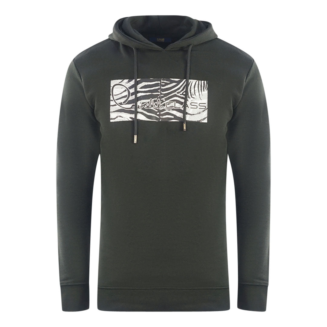 Cavalli Class Zebra Print Logo Black Hoodie - Style Centre Wholesale