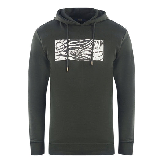 Cavalli Class Zebra Print Logo Black Hoodie - Style Centre Wholesale