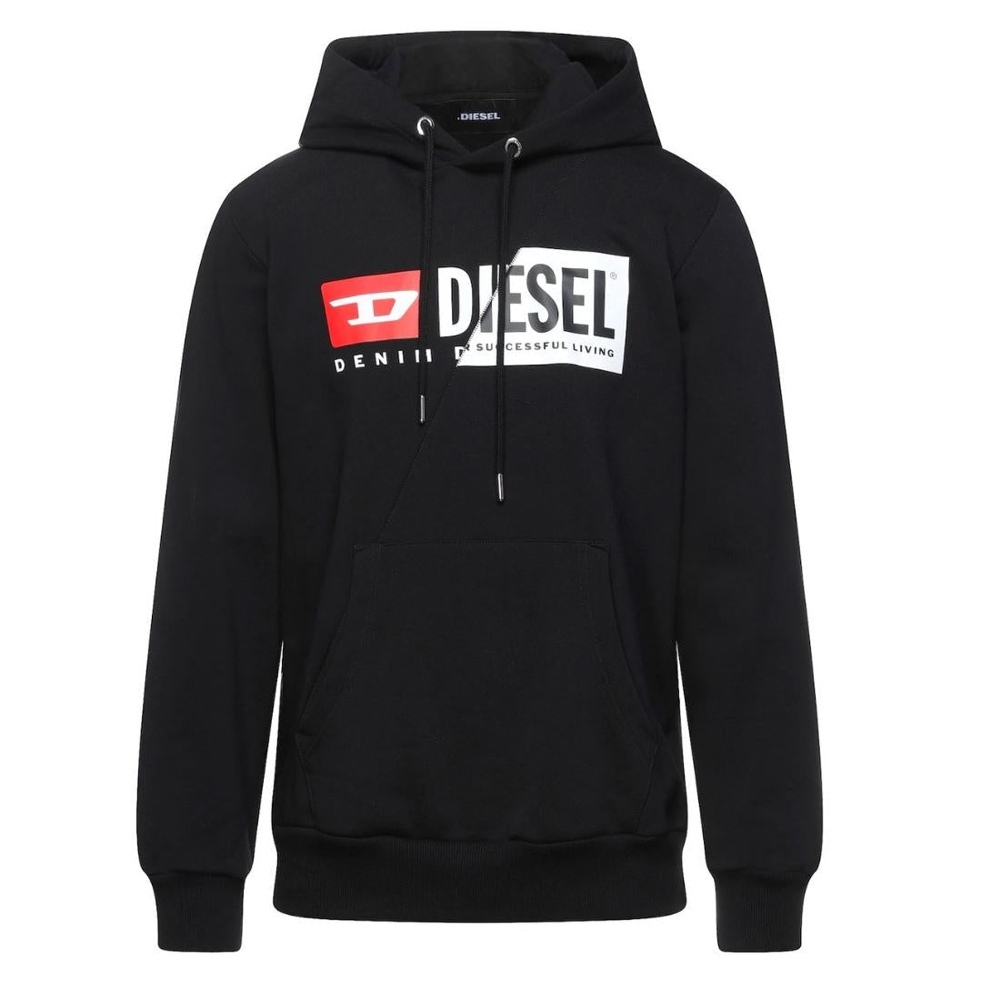 Diesel Cut Logo Black Hoodie - Style Centre Wholesale