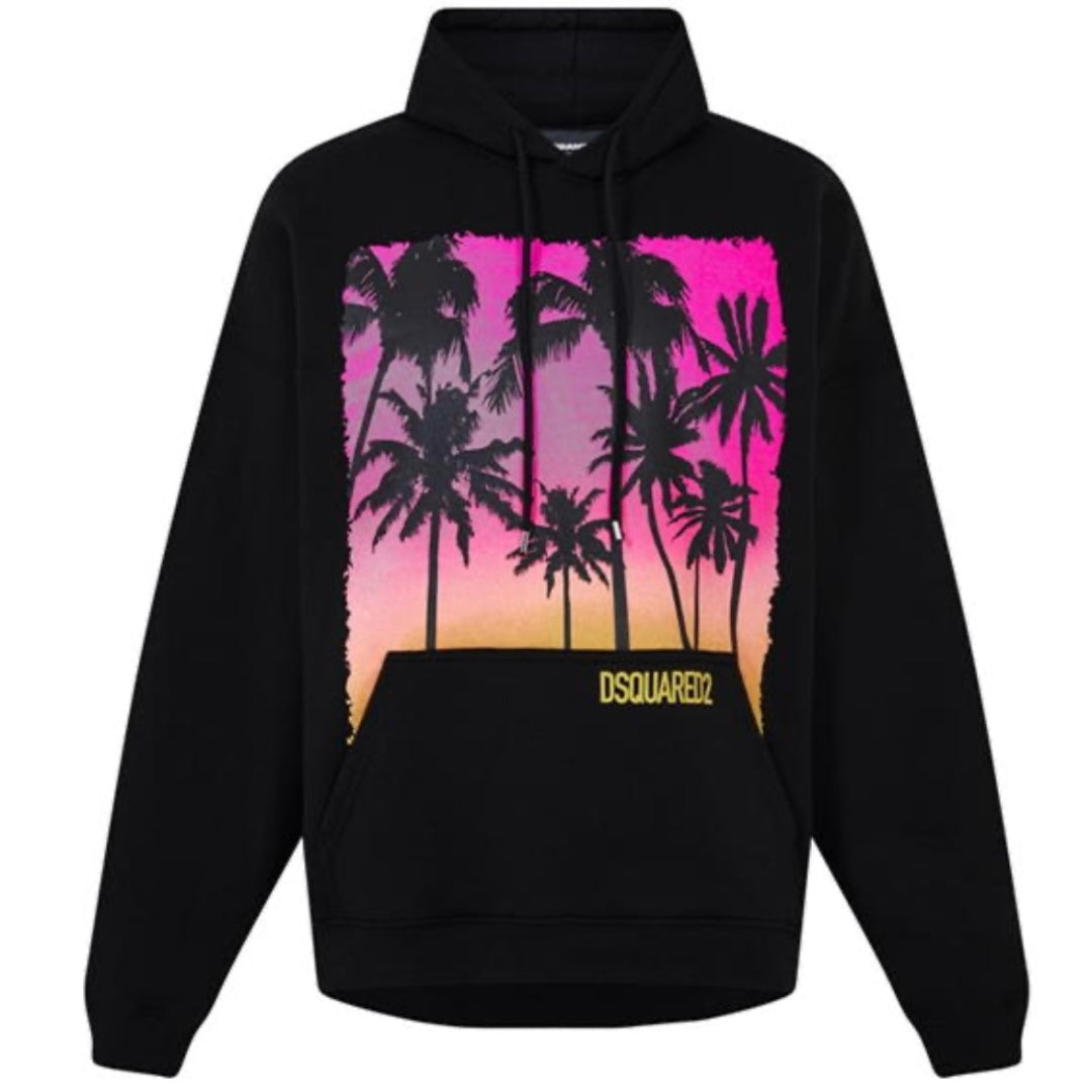 Dsquared2 Sunrise Design Herca Fit Black Hoodie - Style Centre Wholesale