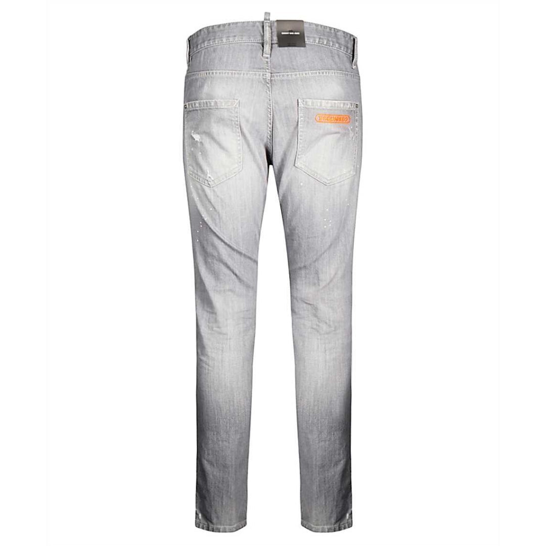 Dsquared2 Skinny Dan Faded Grey Paint Splatter Effect Jeans - Style Centre Wholesale