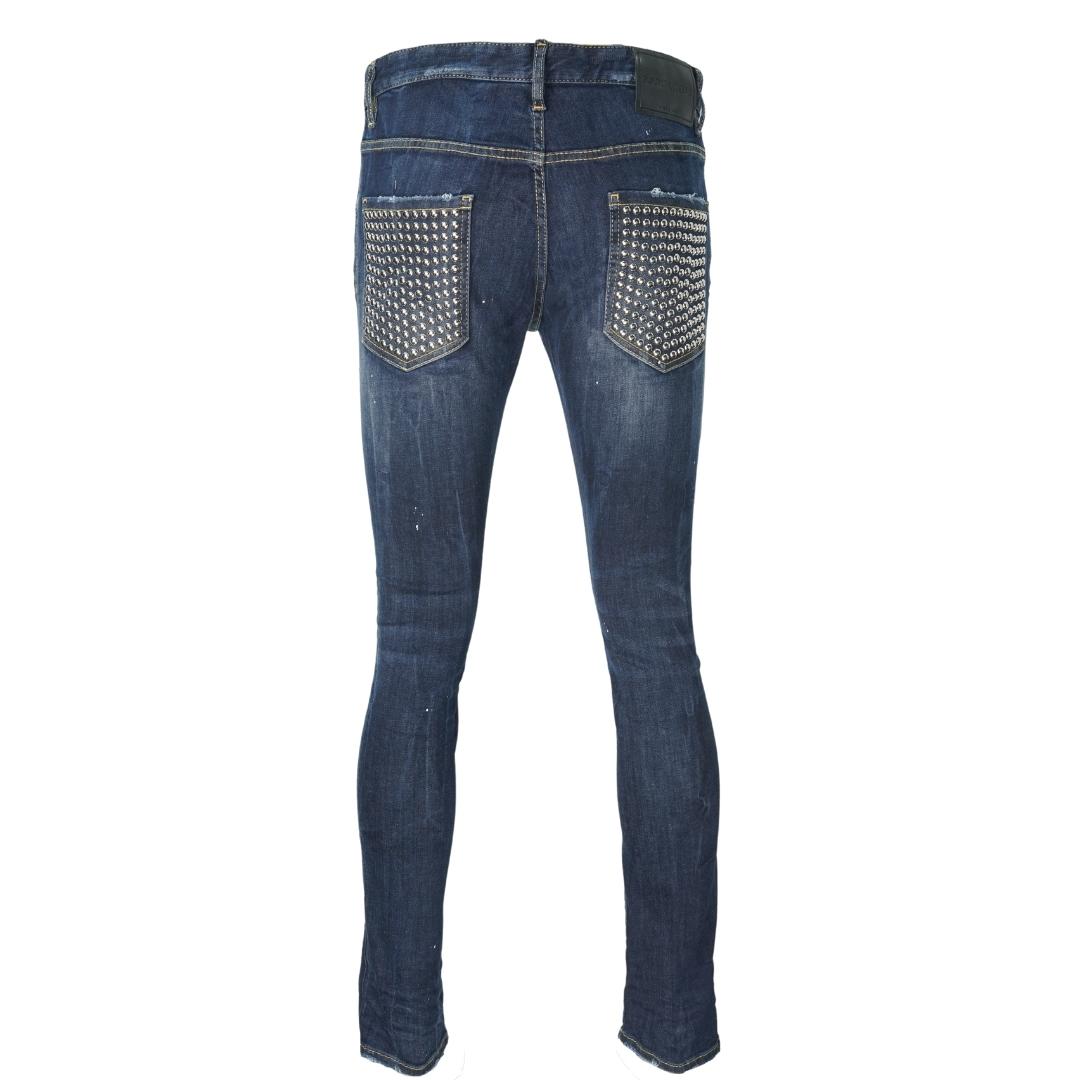 Dsquared2 Skater Jean Destroyed Stud Pocket Jeans - Nova Clothing
