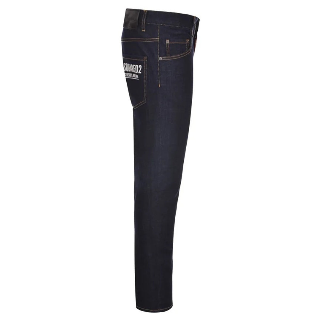 Dsquared2 Skater Jean Italian Address Logo Navy Blue Wash Jeans S74Lb1198 S30664 470 - Style Centre Wholesale