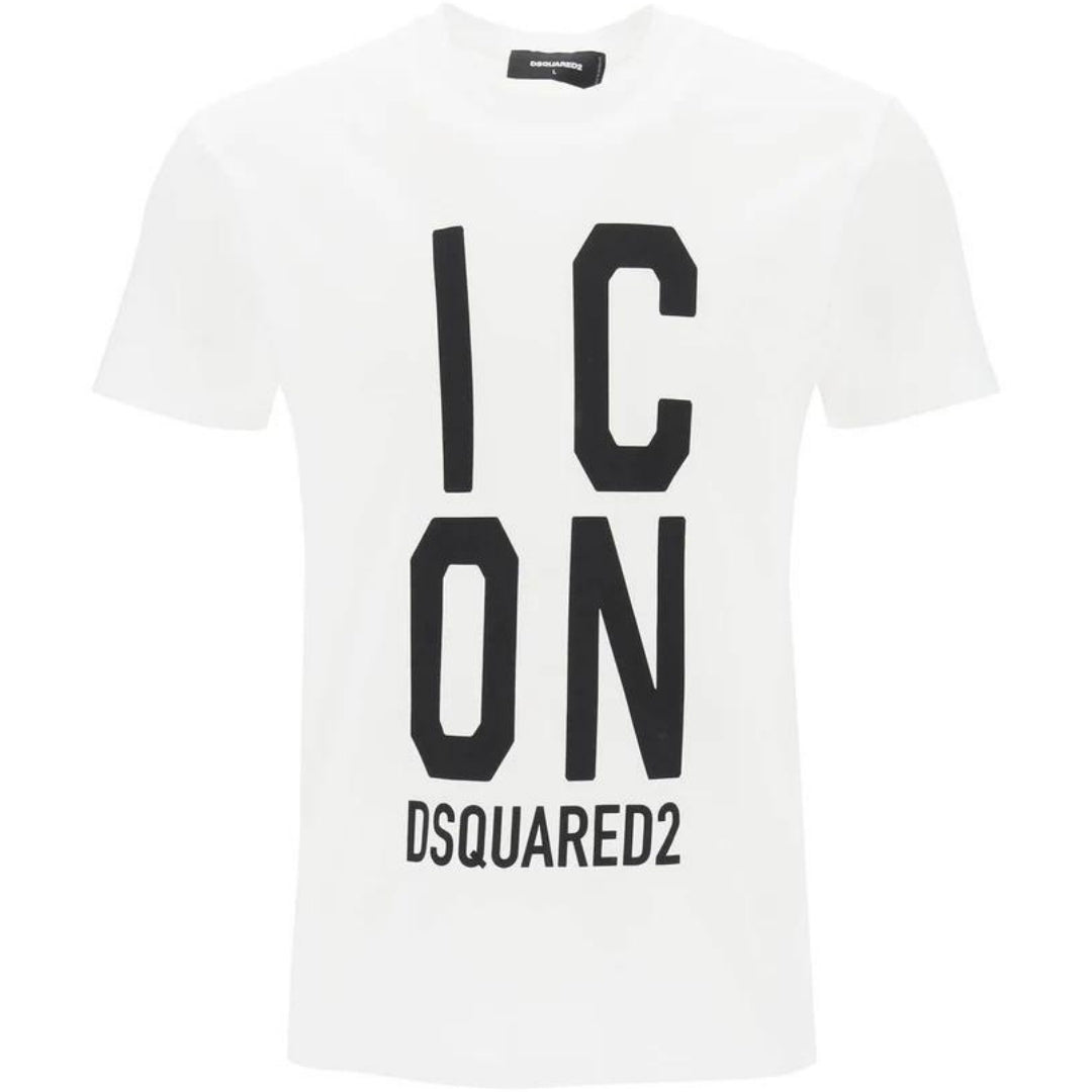 Dsquared2 Bold Icon Logo Cool Fit White T Shirt - Style Centre Wholesale