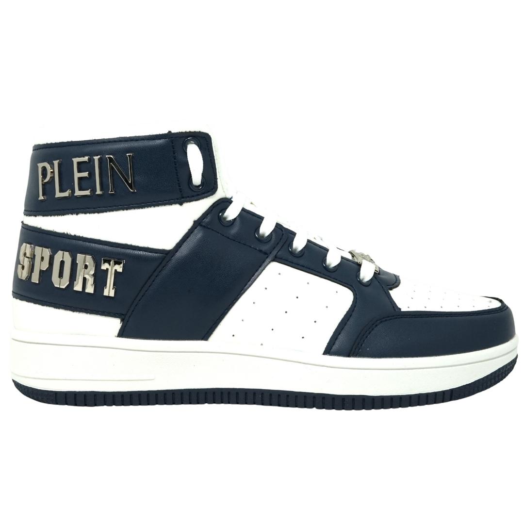 Philipp Plein Sport Hi Top Bold Brand White And Navy Sneakers