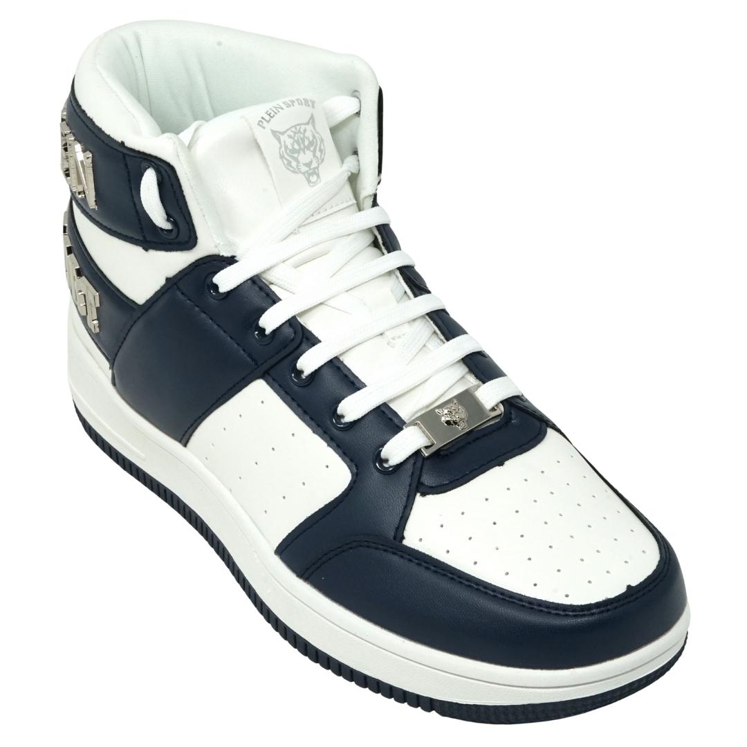 Philipp Plein Sport Hi Top Bold Brand White And Navy Sneakers
