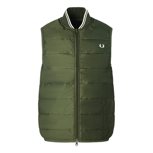 Fred Perry X Lavenham Quilted Green Gilet Jacket