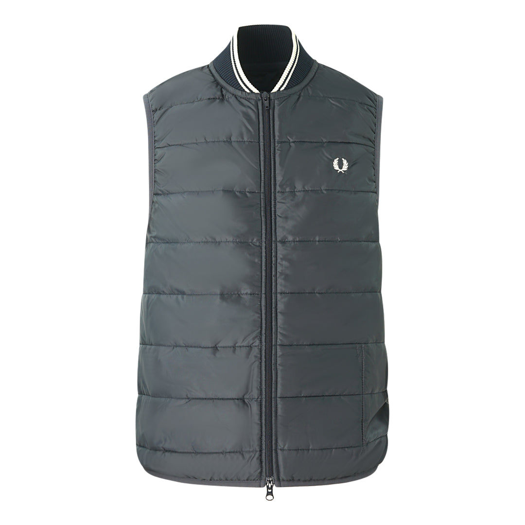 Fred Perry x Lavenham Quilted Blue Gilet Jacket - Nova Clothing
