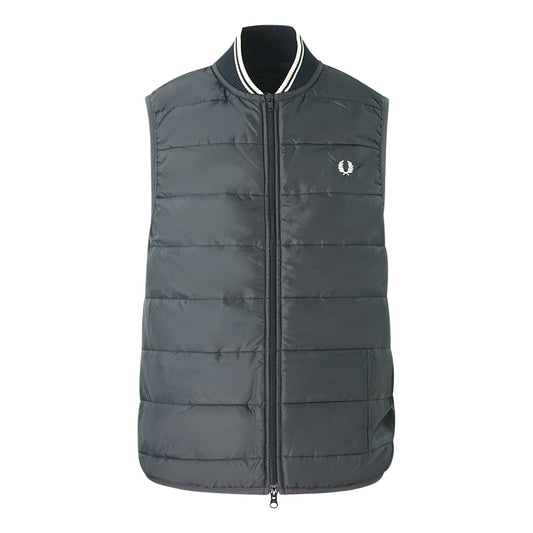 Fred Perry x Lavenham Quilted Blue Gilet Jacket - Nova Clothing
